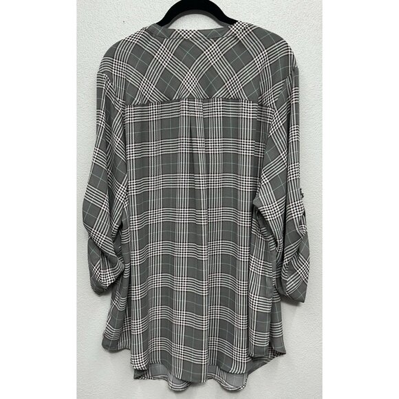 NEW TORRID Harper Houndstooth Top Size 3X Roll Tab Sleeve Office Career - Picture 2 of 7